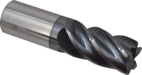 Accupro - 1", 5 Flute, Single End, Solid Carbide, 0.09" Corner Radius End Mill - 4" OAL, Right Hand Flute, 2" LOC, Right Hand Cut - Makers Industrial Supply