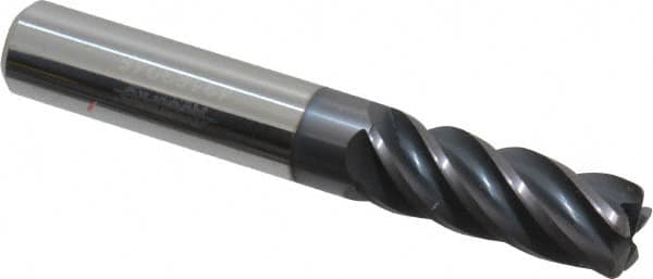 Accupro - 3/8", 5 Flute, Single End, Solid Carbide, 0.045" Corner Radius End Mill - 2-1/2" OAL, Right Hand Flute, 1" LOC, Right Hand Cut - Makers Industrial Supply