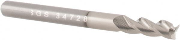 SGS - 1/2", 2" LOC, 1/2" Shank Diam, 4" OAL, 3 Flute, Solid Carbide Square End Mill - Single End, TiB2 Finish, Spiral Flute, 38° Helix, Right Hand Cut, Right Hand Flute, Series 43 - Makers Industrial Supply