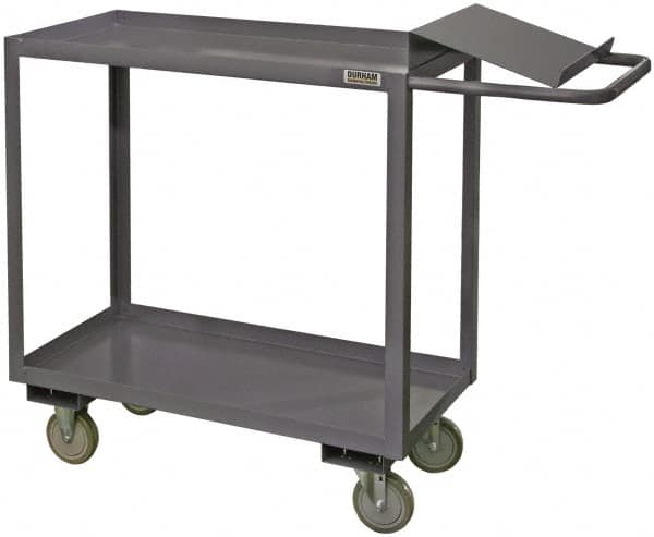 Durham - 1,200 Lb Capacity, 18" Wide x 36" Long x 37-5/8" High Order Picking Cart - 2 Shelf, Steel - Makers Industrial Supply