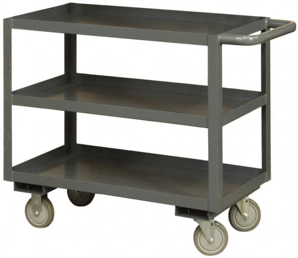 Durham - 3,000 Lb Capacity, 24" Wide x 36" Long x 48" High Heavy Duty Service Cart - 3 Shelf, Steel - Makers Industrial Supply