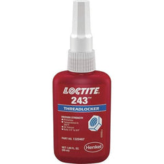 Loctite - 50 mL Bottle, Blue, Medium Strength Liquid Threadlocker - Series 243, 24 hr Full Cure Time, Hand Tool Removal - Makers Industrial Supply