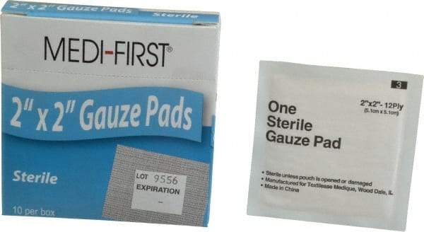 Medique - 2" Long x 2" Wide, General Purpose Pad - Gauze Bandage, Sterile - Makers Industrial Supply