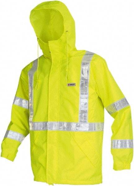 MCR Safety - Size 3XL, Lime, Rain Jacket - 2 Pockets, Attached Hood - Makers Industrial Supply