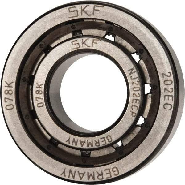 SKF - 15mm Bore Diam, 35mm Outside Diam, 11mm Wide Cylindrical Roller Bearing - 12,500 N Dynamic Capacity, 10,200 Lbs. Static Capacity - Makers Industrial Supply