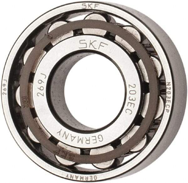 SKF - 17mm Bore Diam, 40mm Outside Diam, 12mm Wide Cylindrical Roller Bearing - 17,200 N Dynamic Capacity, 14,300 Lbs. Static Capacity - Makers Industrial Supply