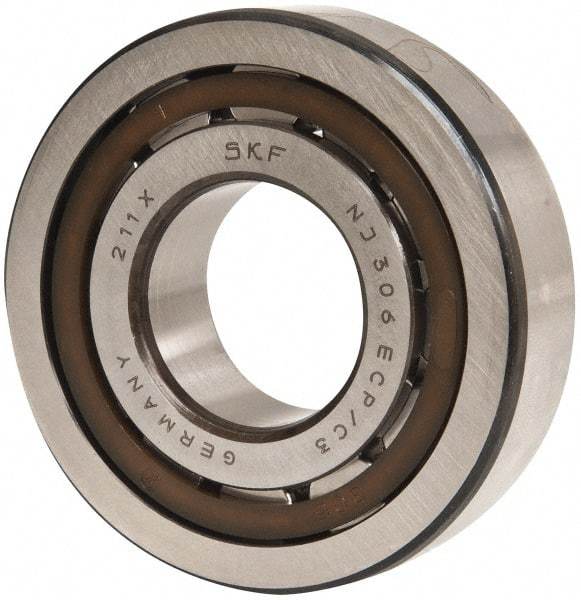 SKF - 30mm Bore Diam, 72mm Outside Diam, 19mm Wide Cylindrical Roller Bearing - 51,200 N Dynamic Capacity, 48,000 Lbs. Static Capacity - Makers Industrial Supply