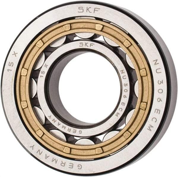 SKF - 30mm Bore Diam, 72mm Outside Diam, 19mm Wide Cylindrical Roller Bearing - 51,200 N Dynamic Capacity, 48,000 Lbs. Static Capacity - Makers Industrial Supply