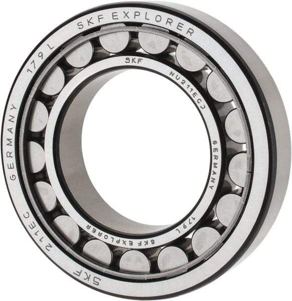 SKF - 55mm Bore Diam, 100mm Outside Diam, 21mm Wide Cylindrical Roller Bearing - 84,200 N Dynamic Capacity, 95,000 Lbs. Static Capacity - Makers Industrial Supply