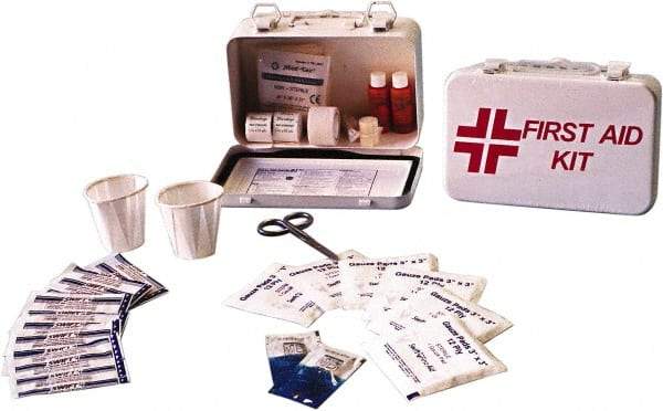 Ability One - 30 Piece, 30 Person, Multipurpose/Auto/Travel First Aid Kit - Metal Case - Makers Industrial Supply