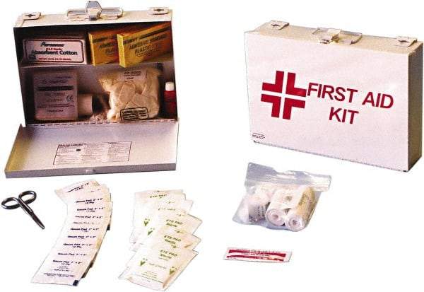 Ability One - 47 Piece, 47 Person, Industrial First Aid Kit - Metal Case - Makers Industrial Supply