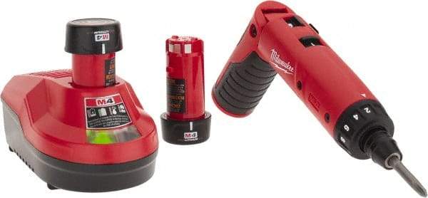 Milwaukee Tool - 4 Volts, Lithium-Ion Battery, Swivel Handle Cordless Screwdriver - 200, 600 RPM, 44 Inch/Lbs. Torque - Makers Industrial Supply