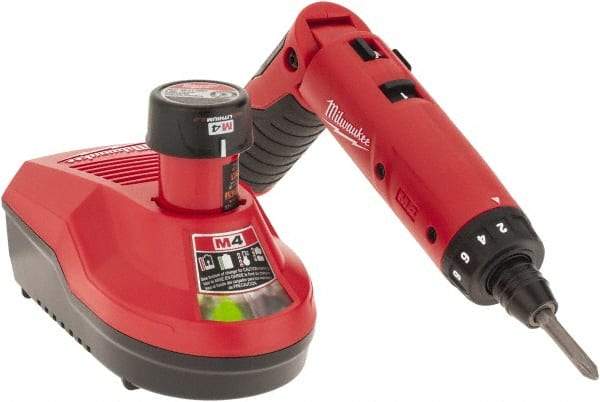 Milwaukee Tool - 4 Volts, Lithium-Ion Battery, Swivel Handle Cordless Screwdriver - 200, 600 RPM, 44 Inch/Lbs. Torque, Battery Included - Makers Industrial Supply