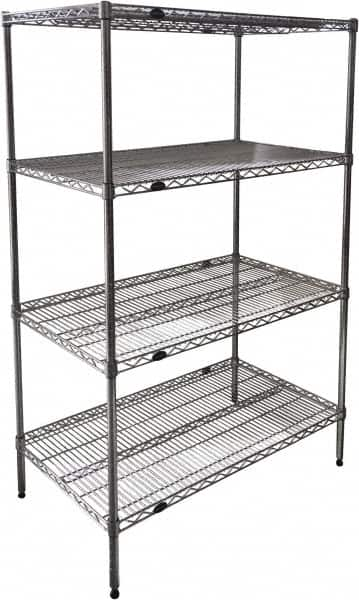 Value Collection - 4 Shelf Wire Shelving Unit - 48" Wide x 24" Deep x 74" High, - Makers Industrial Supply