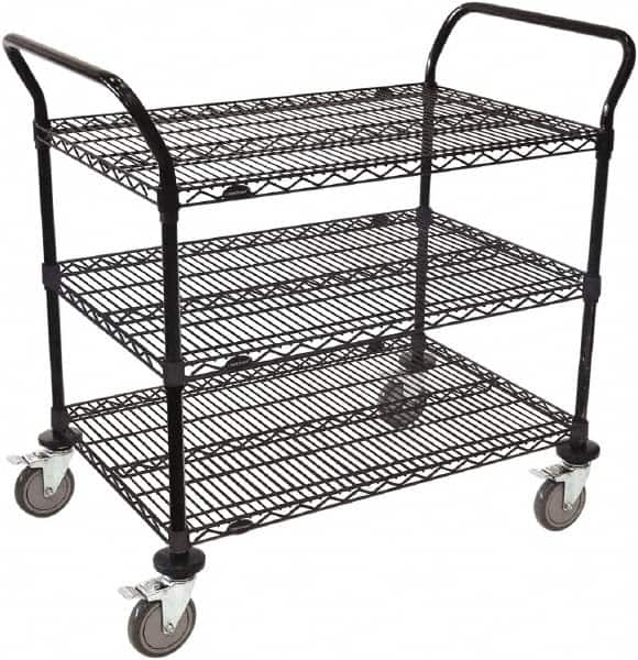 Value Collection - 800 Lb Capacity, 18" Wide x 36" Long x 39" High Wire Cart - 3 Shelf, Steel, Swivel Casters - Makers Industrial Supply