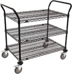 Value Collection - 600 Lb Capacity, 24" Wide x 72" Long x 39" High Wire Cart - 3 Shelf, Steel, Swivel Casters - Makers Industrial Supply