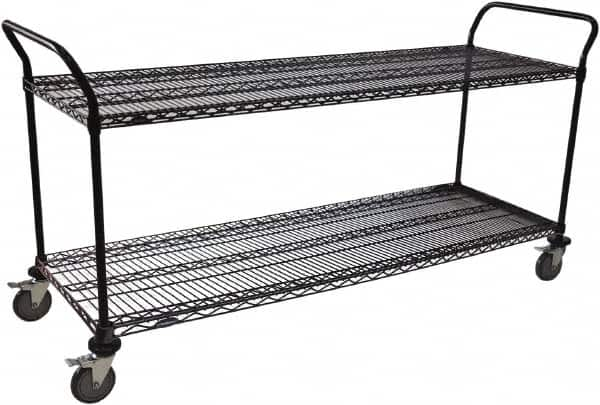 Value Collection - 600 Lb Capacity, 24" Wide x 60" Long x 39" High Wire Cart - 2 Shelf, Steel, Swivel Casters - Makers Industrial Supply