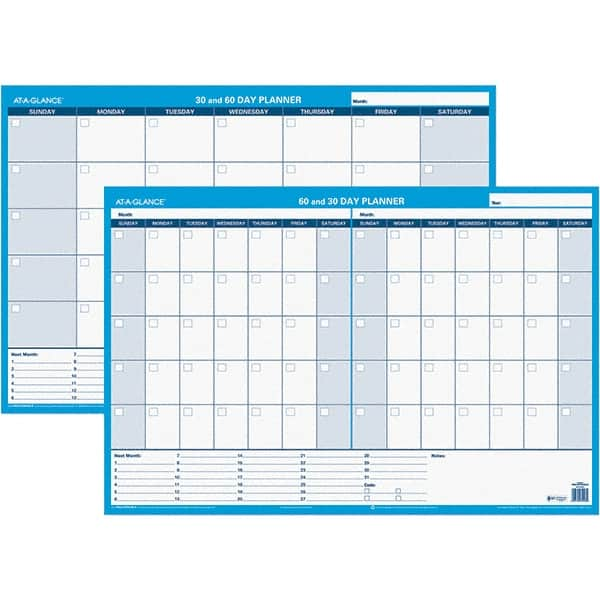 AT-A-GLANCE - 1 Sheet, 36 x 24", Erasable Wall Calendar - White & Blue - Makers Industrial Supply