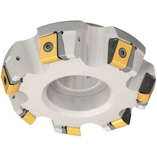 Iscar - 12.86" Cut Diam, 2-1/2" Arbor Hole, 3/4" Max Depth of Cut, 65° Indexable Chamfer & Angle Face Mill - 12 Inserts, T465 LN.T 2212 Insert, Right Hand Cut, 12 Flutes, Series Helitang - Makers Industrial Supply