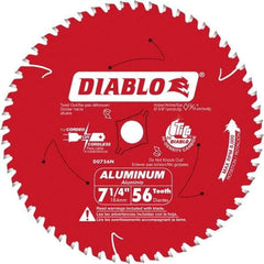 Freud - 7-1/4" Diam, 5/8" Arbor Hole Diam, 56 Tooth Wet & Dry Cut Saw Blade - Carbide-Tipped, Burr-Free Action, Standard Round Arbor - Makers Industrial Supply