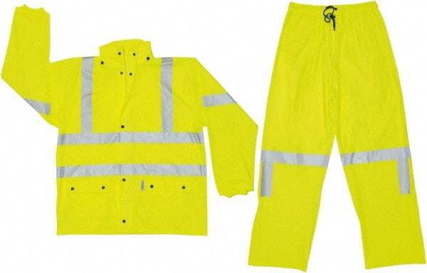 MCR Safety - Size 5XL, High Visibility Lime, Rain, Disposable Encapsulated Suit - Attached Hood, Elastic Ankle, Elastic Wrist - Makers Industrial Supply