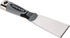 Hyde Tools - 2" Wide Stainless Steel Putty Knife - Stiff, Cushioned Grip Polypropylene Handle, 8" OAL - Makers Industrial Supply