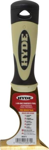 Hyde Tools - 2-1/2" Wide Brass Multi-Purpose Knife - Stiff, Cushioned Grip Polypropylene Handle, 8" OAL - Makers Industrial Supply