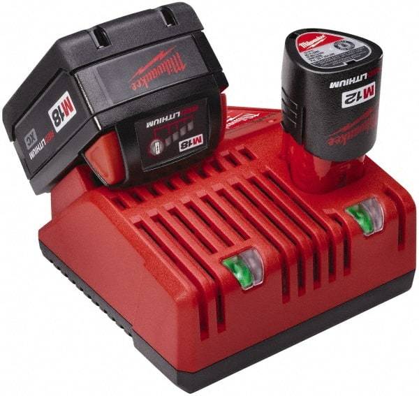 Milwaukee Tool - 12/18 Volt, 2 Battery Power Tool Lithium-Ion Battery Charger - M12 and M18 Not Included - Makers Industrial Supply