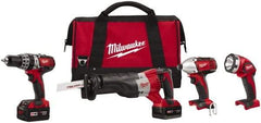 Milwaukee Tool - 18 Volt Cordless Tool Combination Kit - Includes 1/2" Hammer Drill, 1/4" Hex Impact Driver & Sawzall Reciprocating Saw, Lithium-Ion Battery Included - Makers Industrial Supply