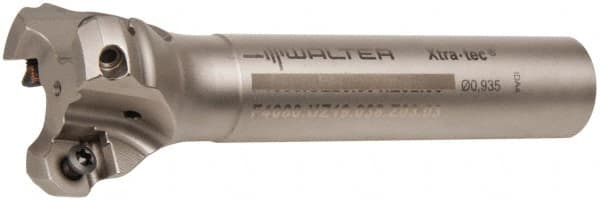 Walter - 3/4" Cut Diam, 8mm Max Depth of Cut, 3/4" Shank Diam, 8" OAL, Indexable Square Shoulder End Mill - AD.T 0803.. Inserts, Cylindrical Shank, 90° Lead Angle - Makers Industrial Supply