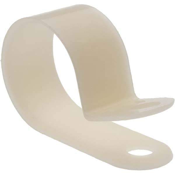 Made in USA - 3/4" Bundle Diam, 3/16" Hole, Nylon Clamp - 1/2" Wide, White - Makers Industrial Supply