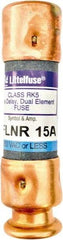 Value Collection - 125 VDC, 250 VAC, 15 Amp, Time Delay General Purpose Fuse - 2" OAL, 200 kA Rating, 9/16" Diam - Makers Industrial Supply