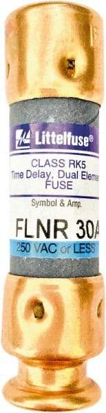 Value Collection - 125 VDC, 250 VAC, 30 Amp, Time Delay General Purpose Fuse - 2" OAL, 200 kA Rating, 9/16" Diam - Makers Industrial Supply