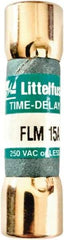 Value Collection - 250 VAC, 15 Amp, Time Delay Plug Fuse - 1-1/2" OAL, 10 at AC kA Rating, 13/32" Diam - Makers Industrial Supply