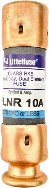 Value Collection - 125 VDC, 250 VAC, 10 Amp, Time Delay General Purpose Fuse - 2" OAL, 200 kA Rating, 9/16" Diam - Makers Industrial Supply