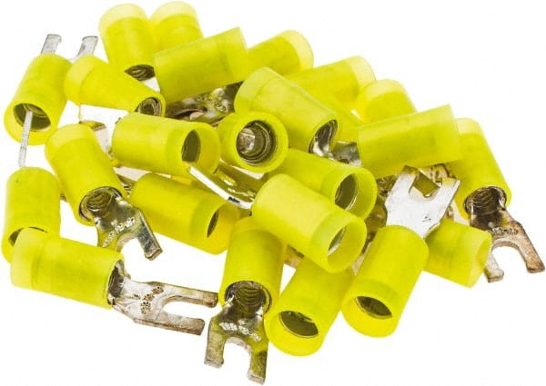 Value Collection - #6 Stud, 12 to 10 AWG Compatible, Partially Insulated, Crimp Connection, Locking Fork Terminal - Makers Industrial Supply