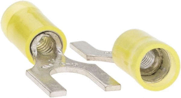 Value Collection - 1/4" Stud, 12 to 10 AWG Compatible, Partially Insulated, Crimp Connection, Standard Fork Terminal - Makers Industrial Supply