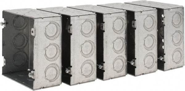 Value Collection - (17) 1/2 & 3/4" Knockouts, Steel Square Junction Box - 4-11/16" Overall Height x 4-11/16" Overall Width x 2-1/8" Overall Depth - Makers Industrial Supply