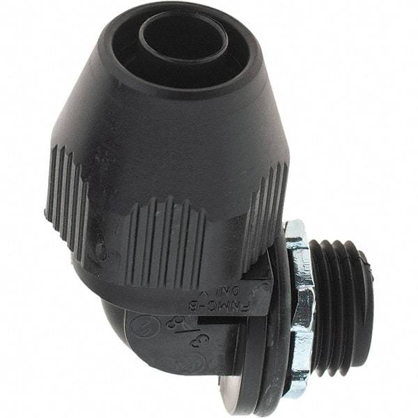 Value Collection - 3/8" Trade, PVC Compression & Threaded Angled Liquidtight Conduit Connector - Makers Industrial Supply