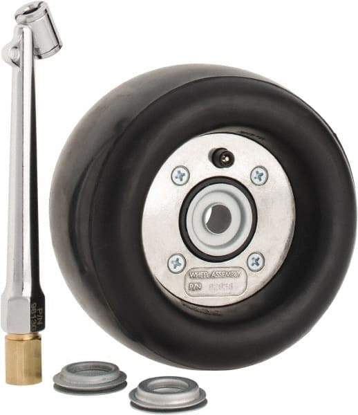 Dynabrade - 5" Wheel OD, 3-1/2" Wheel Width, 3,500 RPM, Composite, Pneumatic Wheel with Hub - 15-1/2" Long x 3-1/2" Wide, 1/2" Wheel Arbor Hole, For Use with 13206, 13207, 13507 & 13508 - Makers Industrial Supply