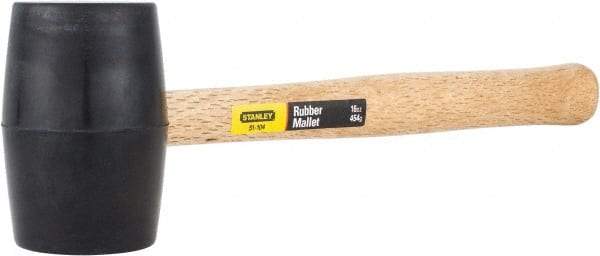 Stanley - 1 Lb Head Rubber Mallet - 13-1/2" OAL, 11" Long Wood Handle - Makers Industrial Supply