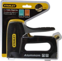 Stanley - Manual Wire & Cable Tacker Gun - 5/16" Staples, Chrome & Black, Aluminum Die Cast - Makers Industrial Supply