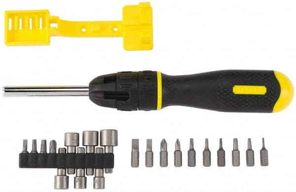 Stanley - 21 Piece Nut Driver, Phillips, Slotted, Square & Torx Screwdriver Set - Bit Sizes: Philips #1 to #3, Nut Driver 7/16, 3/8, 11/32, 5/16, 9/32 & 1/4, Torx T6, T8, T10, T15 & T20 - Makers Industrial Supply