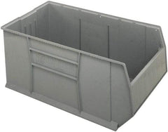 Quantum Storage - 175 Lb. Load Capacity, 41-7/8" Deep, Gray Polypropylene Hopper Stacking Bin - 17-1/2" High x 23-7/8" Wide x 41-7/8" Long - Makers Industrial Supply