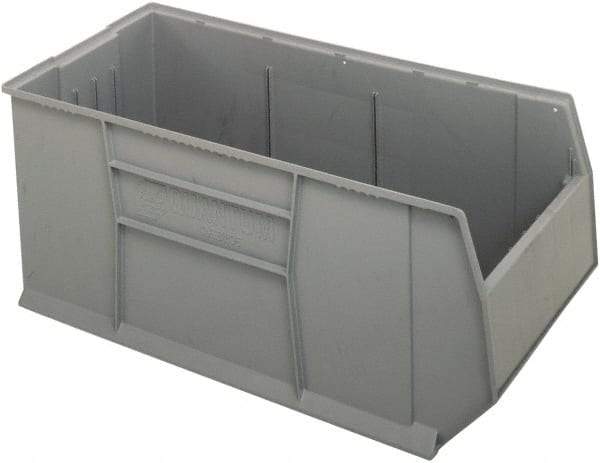 Quantum Storage - 175 Lb. Load Capacity, 41-7/8" Deep, Gray Polypropylene Hopper Stacking Bin - 17-1/2" High x 19-7/8" Wide x 41-7/8" Long - Makers Industrial Supply