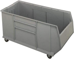 Quantum Storage - 175 Lb. Load Capacity, 41-7/8" Deep, Gray Polypropylene Hopper Stacking Bin - 17-1/2" High x 16-1/2" Wide x 41-7/8" Long - Makers Industrial Supply