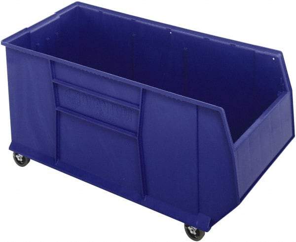 Quantum Storage - 175 Lb. Load Capacity, 41-7/8" Deep, Blue Polypropylene Hopper Stacking Bin - 17-1/2" High x 19-7/8" Wide x 41-7/8" Long - Makers Industrial Supply