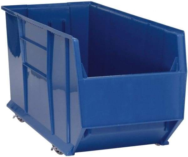 Quantum Storage - 175 Lb. Load Capacity, 41-7/8" Deep, Blue Polypropylene Hopper Stacking Bin - 17-1/2" High x 16-1/2" Wide x 41-7/8" Long - Makers Industrial Supply