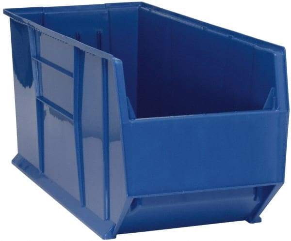 Quantum Storage - 175 Lb. Load Capacity, 41-7/8" Deep, Blue Polypropylene Hopper Stacking Bin - 17-1/2" High x 16-1/2" Wide x 41-7/8" Long - Makers Industrial Supply