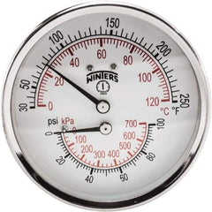 Winters - 3" Dial, 1/2 Thread, 0-100 Scale Range, Pressure Gauge - Center Back Connection Mount, Accurate to 0.03% of Scale - Makers Industrial Supply